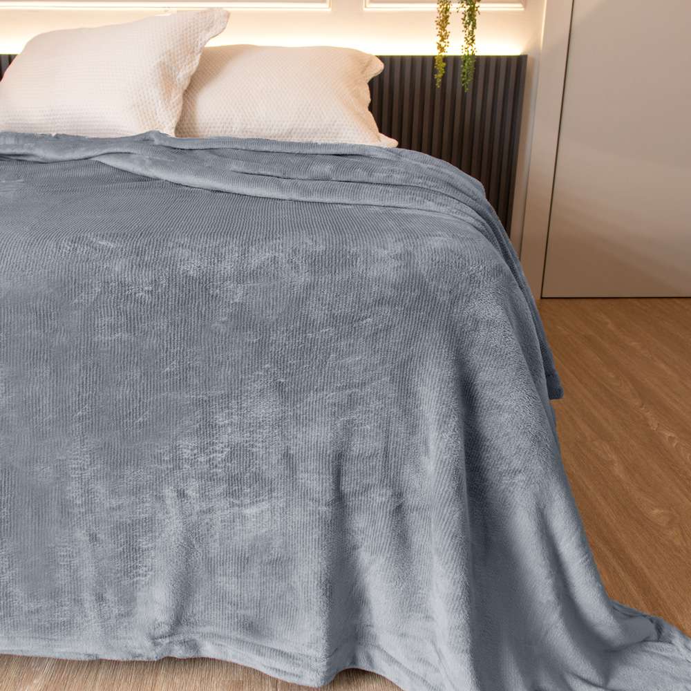 Cobertor Soft Flannel Cationic Queen 2,20x2,40 - Appel - Cinza