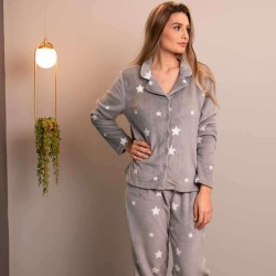 Pijama Fleece com Botão La Nuit Adulto - Appel - Estrela